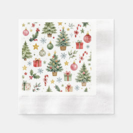Guardanapo De Papel Merry Christmas Watercolor Festive Holiday Pattern
