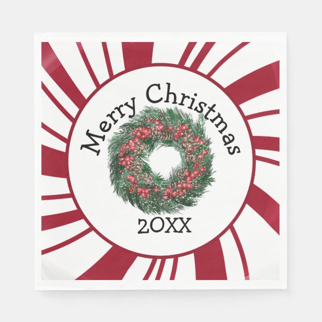 Guardanapo De Papel Merry Christmas Wreath (Frente)