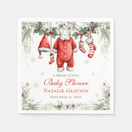 Guardanapo De Papel Merry Little Baby Shower Santa Clothesline