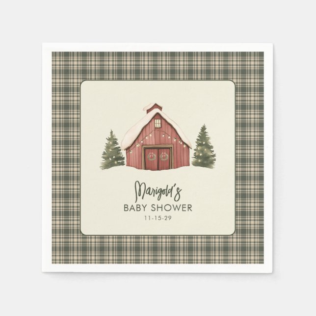 Guardanapo De Papel Merry Little Christmas Rustic Baby Shower Napkin (Frente)