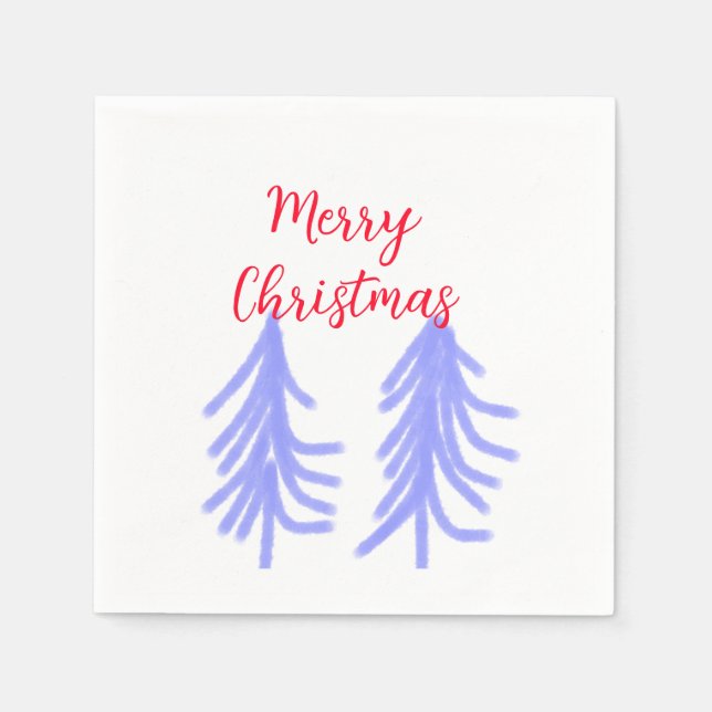 Guardanapo De Papel Merry Natal - Pinheiros de pinheiros roxos (Frente)