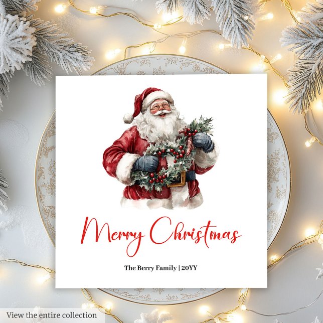 Guardanapo De Papel Merry Santa Claus Custom Editable Christmas Napkin (Merry Santa Claus Custom Editable Christmas Napkin)