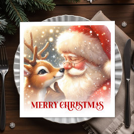 Guardanapo De Papel Merry Santa Rudolph Festive Christmas Napkins