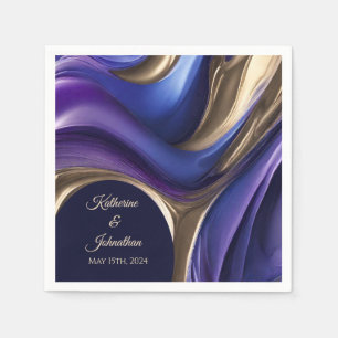 Guardanapo De Papel Mesa de Casamento Moderno Decor Azul Roxo e Dourad