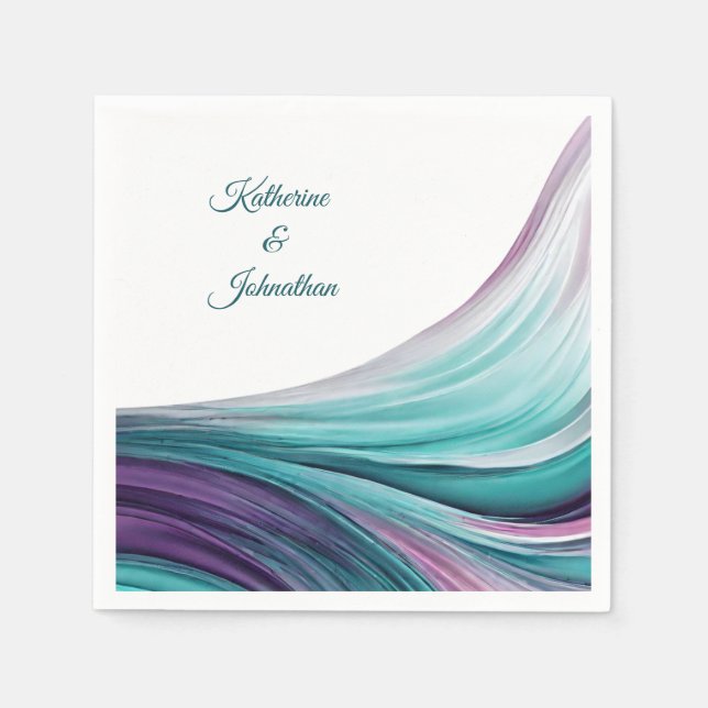 Guardanapo De Papel Mesa de Casamento Moderno Decor-Purple e Teal- (Frente)