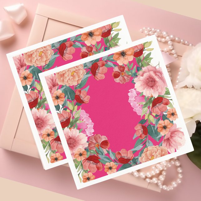 Guardanapo De Papel Mesa de chá de panela floral em aquarela rosa bril (Criador carregado)