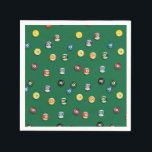 Guardanapo De Papel Mesa de Piscina do Game Night Birthday Billiards<br><div class="desc">Este padrão apresenta bolas desenhadas à mão 1-15,  sólidos e listras evocando a competição clássica.</div>