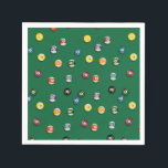 Guardanapo De Papel Mesa de Piscina do Game Night Birthday Billiards<br><div class="desc">Este padrão apresenta bolas desenhadas à mão 1-15,  sólidos e listras evocando a competição clássica.</div>