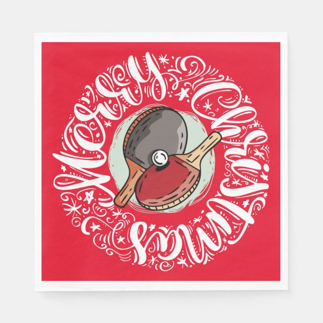 Guardanapo De Papel Mesa de Tênis de Mesa Ping Pong para Natal no verm (Frente)