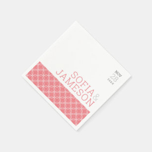 Guardanapo De Papel Mesa de WEDDING cinza rosa-coral simples do tipo m