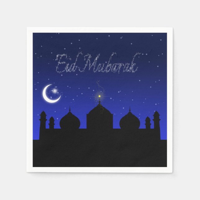 Guardanapo De Papel Mesquita das estrelas noturnas de Eid Mubarak (Frente)
