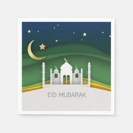 Guardanapo De Papel Mesquita de Cortar Papel Eid Mubarak Moderno - Pap