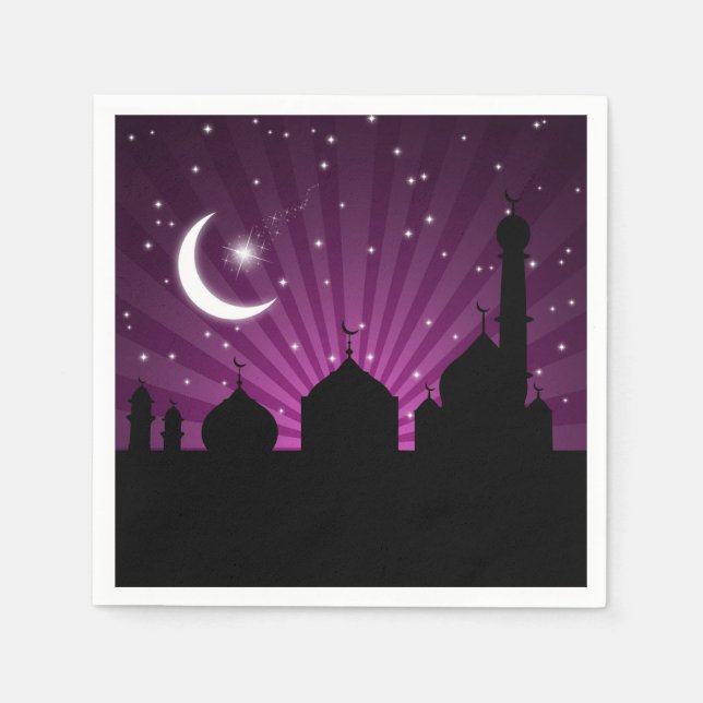 Guardanapo De Papel Mesquita Silhouette Purple Night - Papel Napkin (Frente)
