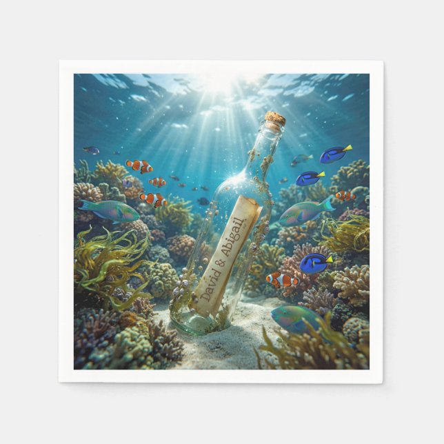 Guardanapo De Papel Message in a Bottle with Names (Frente)