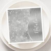 Metálico Personalizado Da Glitter De Prata Glam