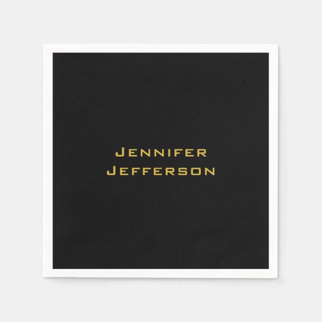 Guardanapo De Papel Metallic Gold & Black Professional Modern Elegant (Frente)