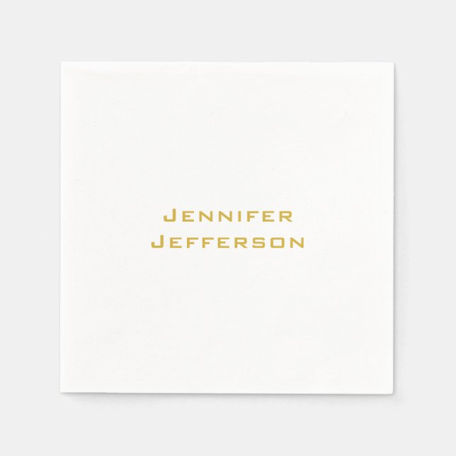 Guardanapo De Papel Metallic Gold & White Professional Modern Elegant (Frente)