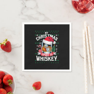 Guardanapo De Papel Meu Espírito de Natal é Camiseta Feia de Whiskey X