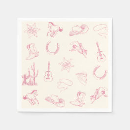 Guardanapo De Papel Meu Primeiro Aniversário Rodeo Pink Cowgirl Wester