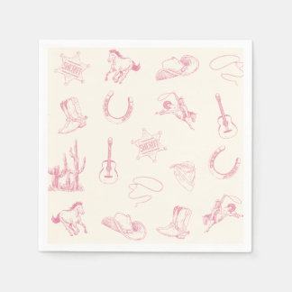 Guardanapo De Papel Meu Primeiro Aniversário Rodeo Pink Cowgirl Wester