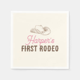 Guardanapo De Papel Meu Primeiro Rodeio Personalizado Rosa Vaquera Ani