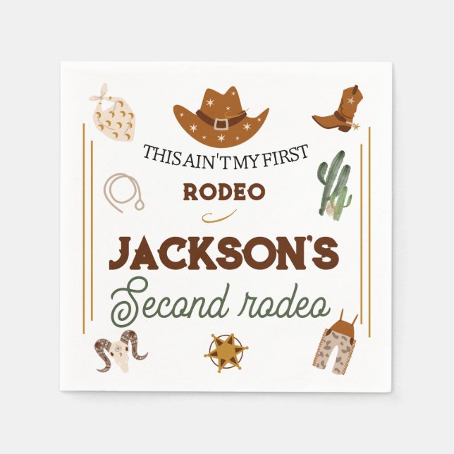 Guardanapo De Papel Meu Segundo Aniversário Rodeo Selvagem Oeste (Frente)
