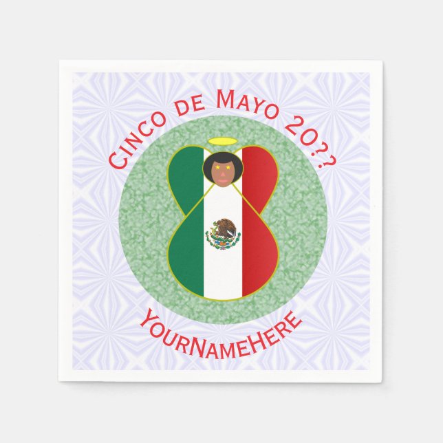 Guardanapo De Papel Mexicano Cinco de Mayo Angel Personalizado (Frente)