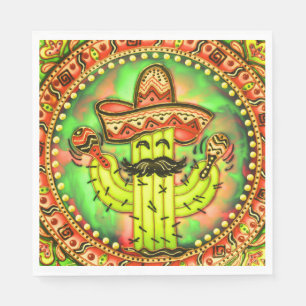 Guardanapo De Papel Mexicano Fiesta Cinco de Mayo Sombrero Hat Green