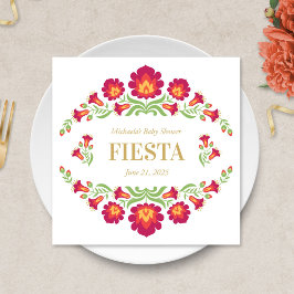 Guardanapo De Papel Mexicano Fiesta Paper Napkin, Red Floral
