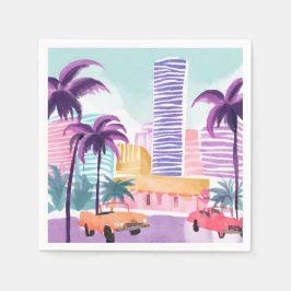 Guardanapo De Papel Miami Pastéis | Pintura em Aquarela Desarrumada