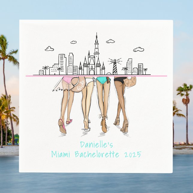 Guardanapo De Papel Miami Skyline Bachelorette Bikini Custom  (Criador carregado)