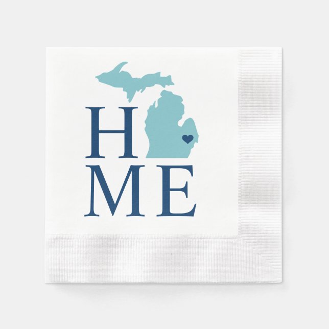 Guardanapo De Papel Michigan Home Aqua Marinho Blue City Heart (Frente)