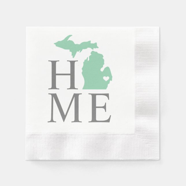 Guardanapo De Papel Michigan Home Mint Green City Heart (Frente)