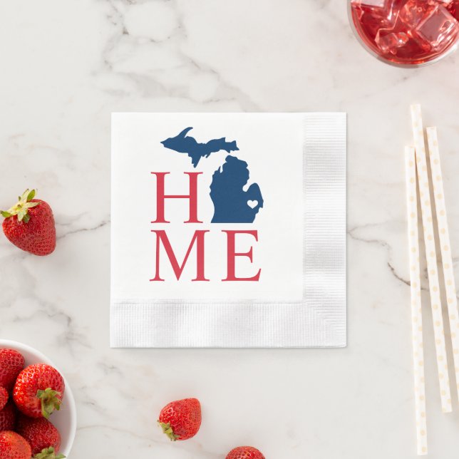 Guardanapo De Papel Michigan Home Red White Blue City Heart (Insitu)