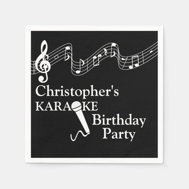 Guardanapo De Papel Microfone em Escala Musical do Partido Karaoke (Frente)