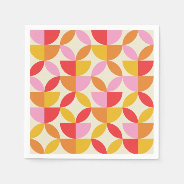 Guardanapo De Papel Mid Century Colorful Geometric shapes  (Frente)