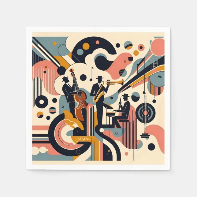 Guardanapo De Papel Mid Century Jazz Age Psychedelic Trio (Frente)