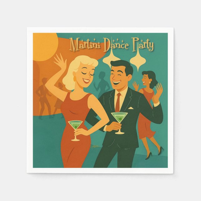 Guardanapo De Papel Mid Century Martini Dance Party (Frente)