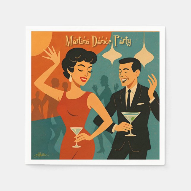 Guardanapo De Papel Mid Century Martini Dance Party (Frente)