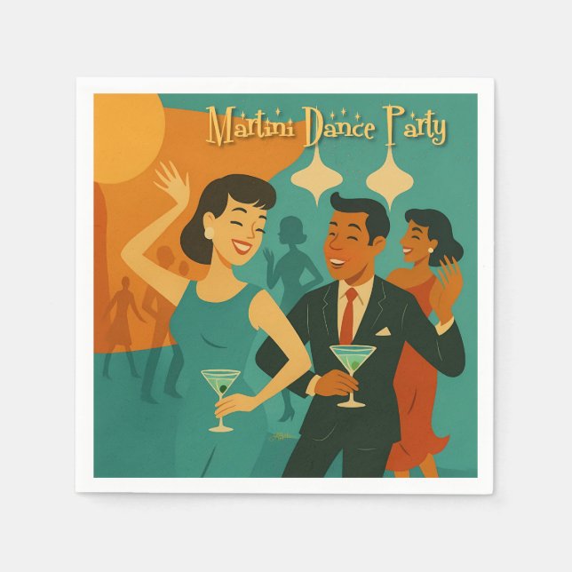 Guardanapo De Papel Mid Century Martini Dance Party (Frente)