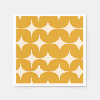 Guardanapo De Papel Mid Century Modern Beige Starbursts on Orange