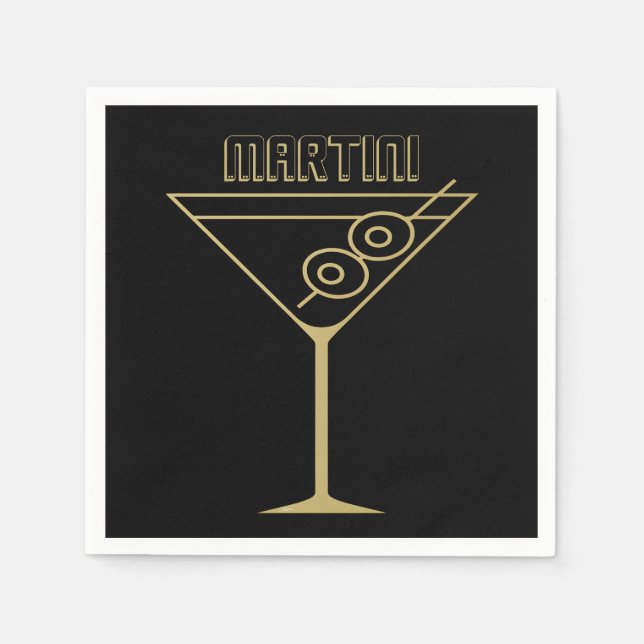 Guardanapo De Papel Mid Century Modern Gold 2 Olive Martini (Frente)