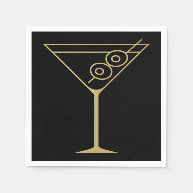 Guardanapo De Papel Mid Century Modern Gold 2 Olive Martini (Frente)