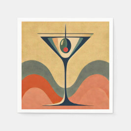 Guardanapo De Papel Mid Century Modern "pimento olive martini wave"