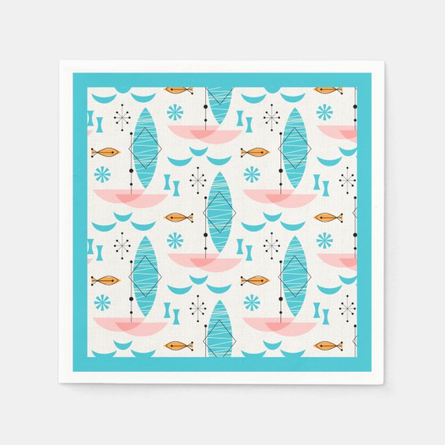 Guardanapo De Papel Mid Century Pink Catamaran (Frente)