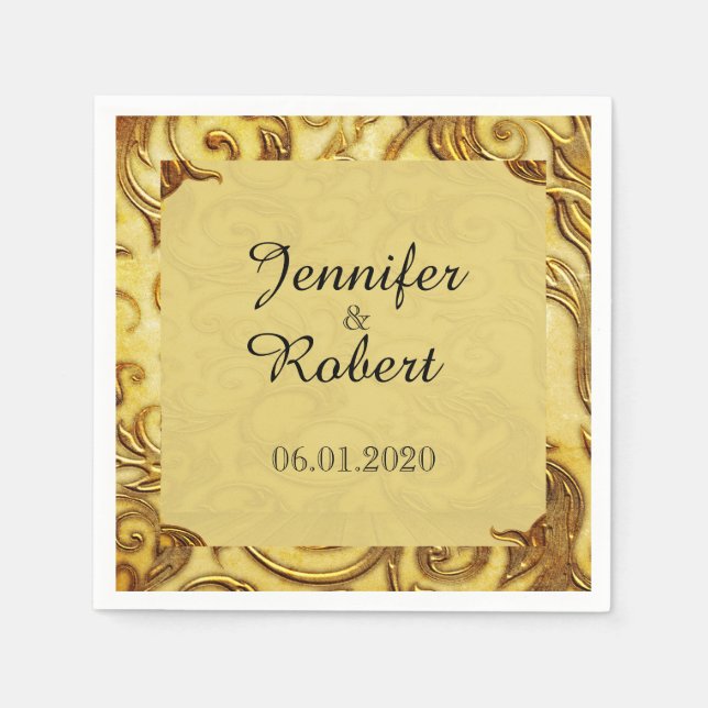 Guardanapo De Papel Midas Touch Casamento Dourado Napkin (Frente)