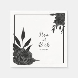 Guardanapo De Papel Midnight Bloom: Um Elegante Floral Negro