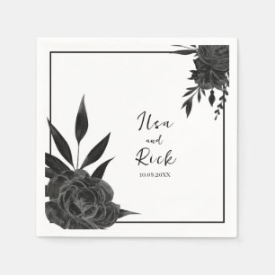 Guardanapo De Papel Midnight Bloom: Um Elegante Floral Negro