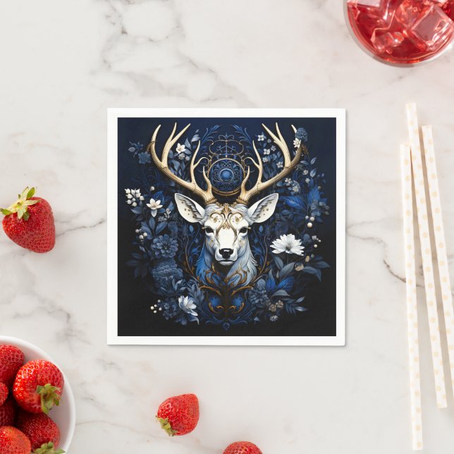 Guardanapo De Papel Midnight Celestial Floral Gothic Deer  (Insitu)