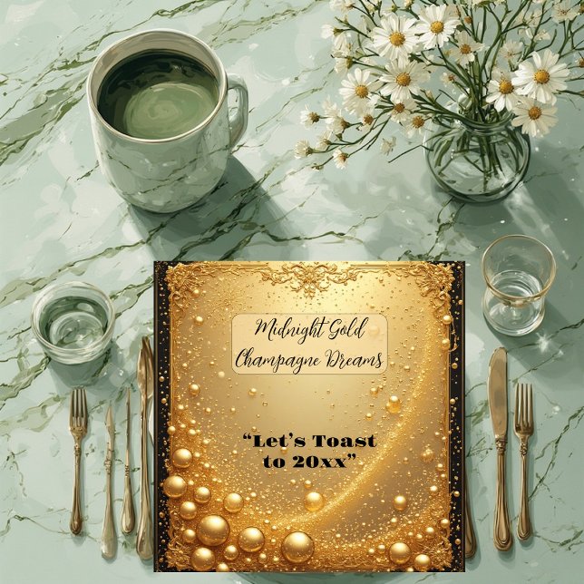 Guardanapo De Papel Midnight Gold Faux Champagne Dream Bubbly New Year (Midnight Gold Faux Champagne Dream Bubbly New Year Napkins)